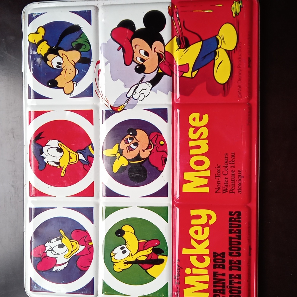 Vintage Mickey Mouse Watercolor Paint Tin Box